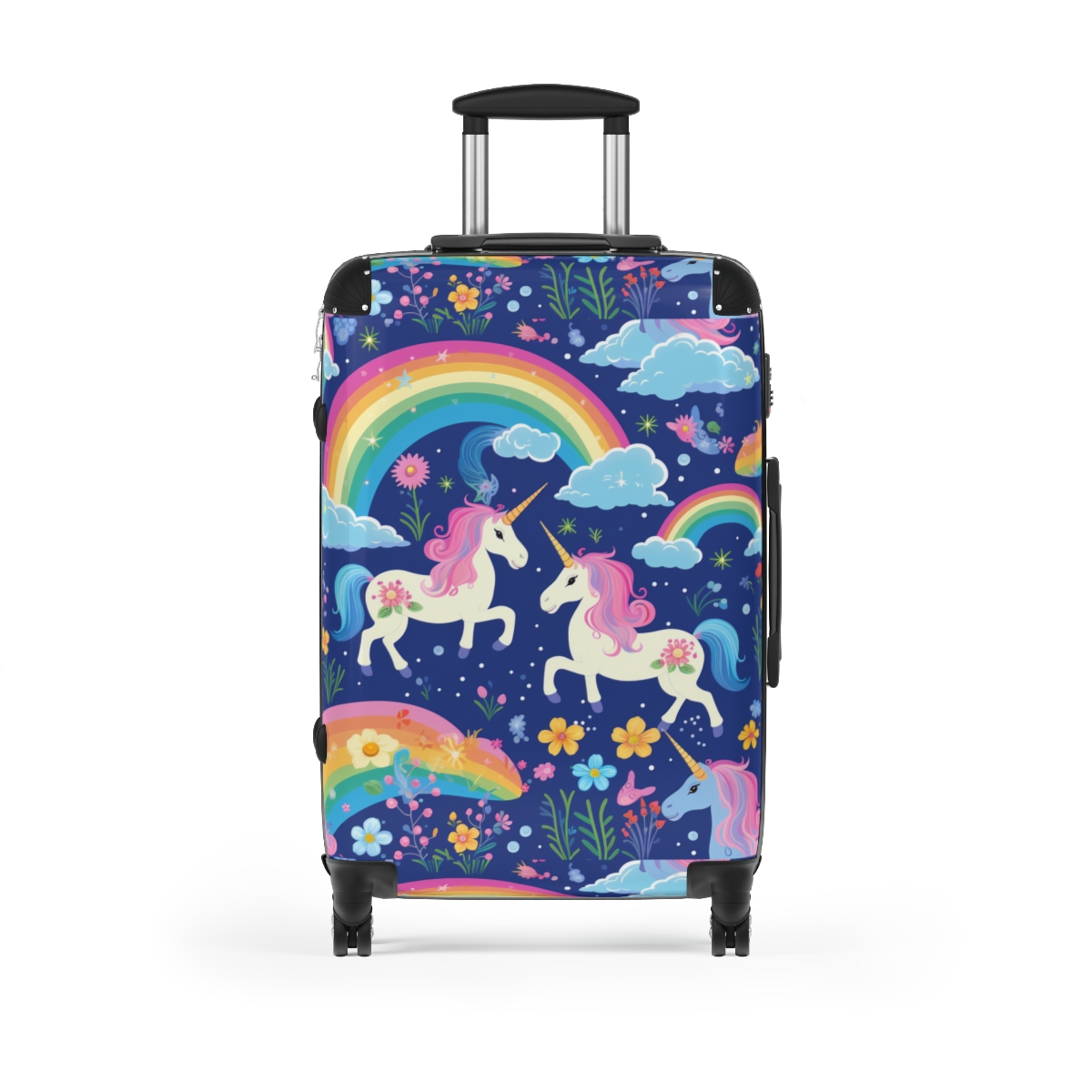 Rainbow Unicorn Suitcase - Medium, Black
