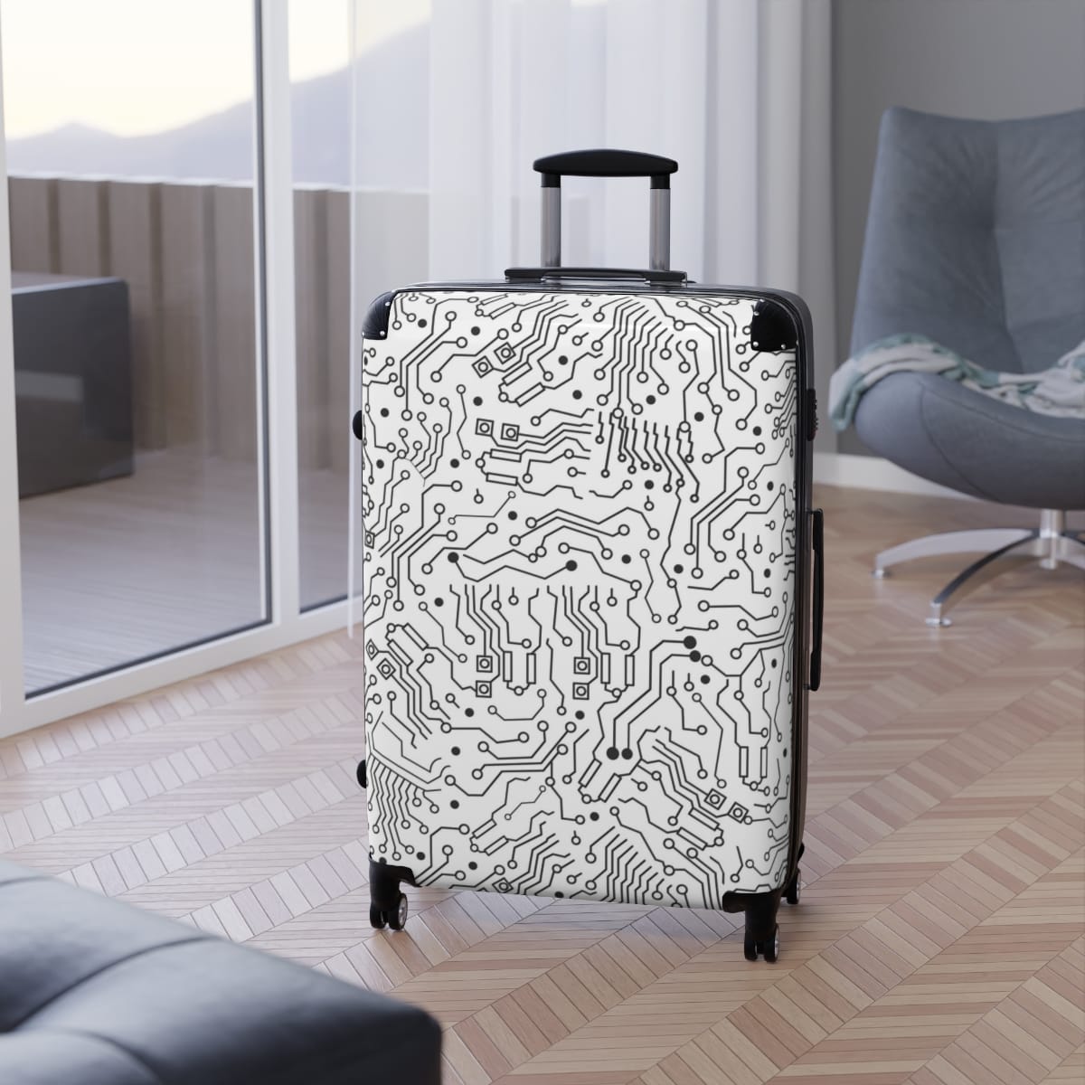 Black Circuit Board Suitcase