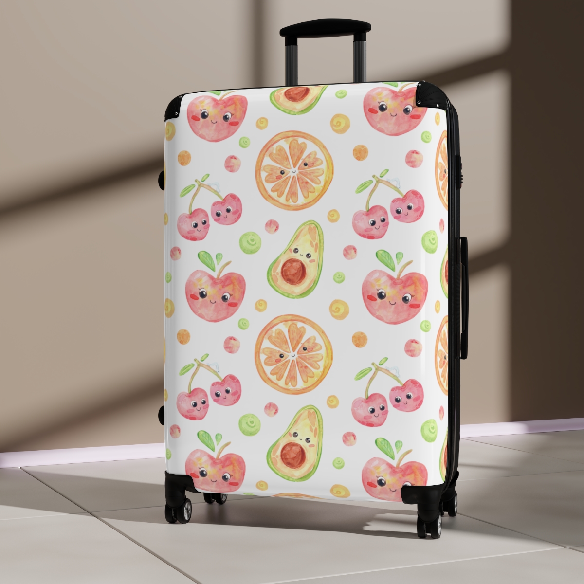 Cute Fruit White Suitcase