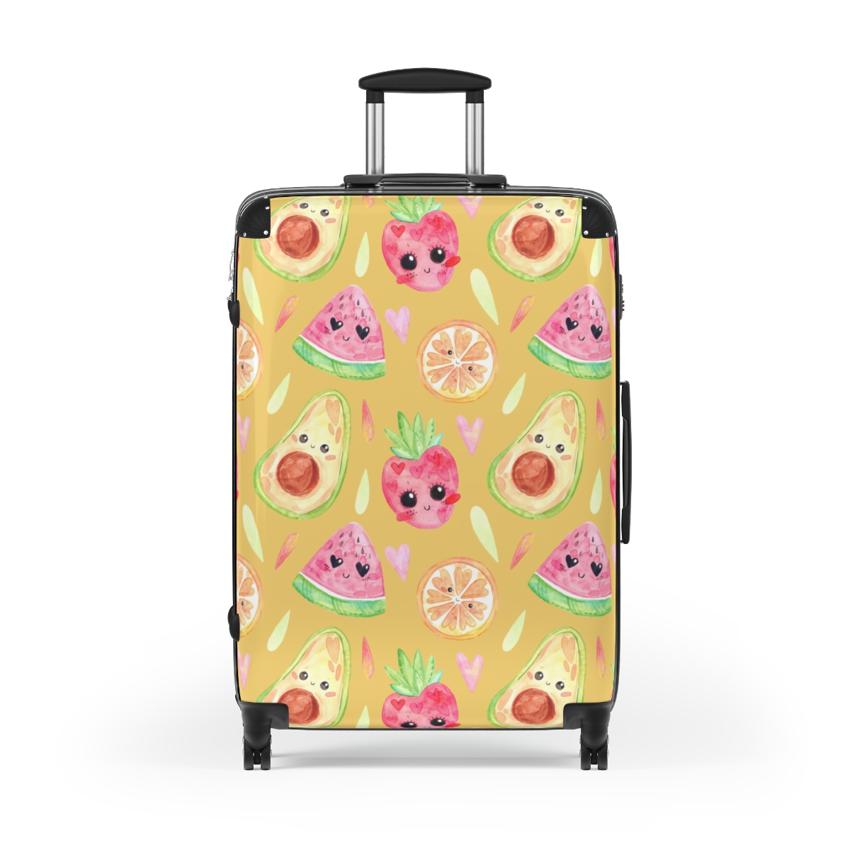 Cute Fruit Citrus Suitcase - Large, Black